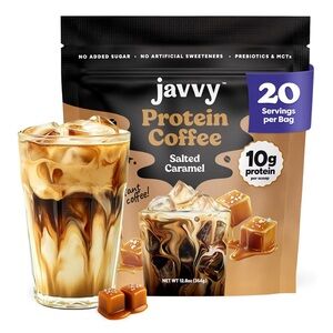 Javvy Salted Caramel Protein Iced Coffee Premium Whey Protein Instant Sealed Bag